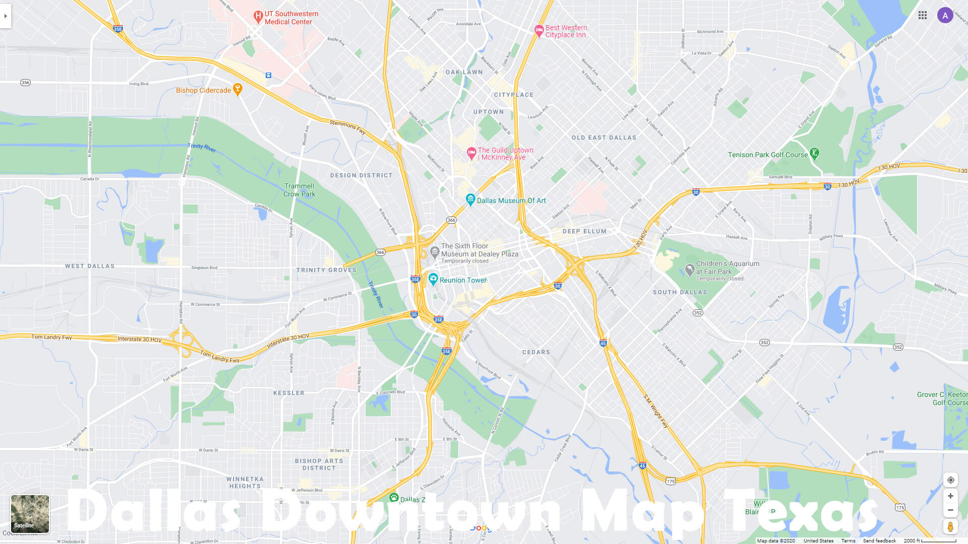 Dallas Downtown Map Texas